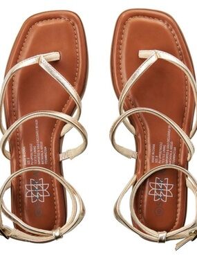 Serra Metallic Gold Strappy Toe-Loop Sandals